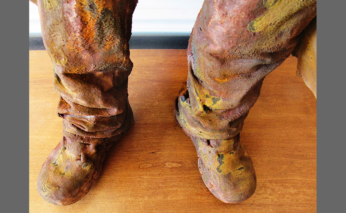 Long Dusty Coat Close-up of the feet